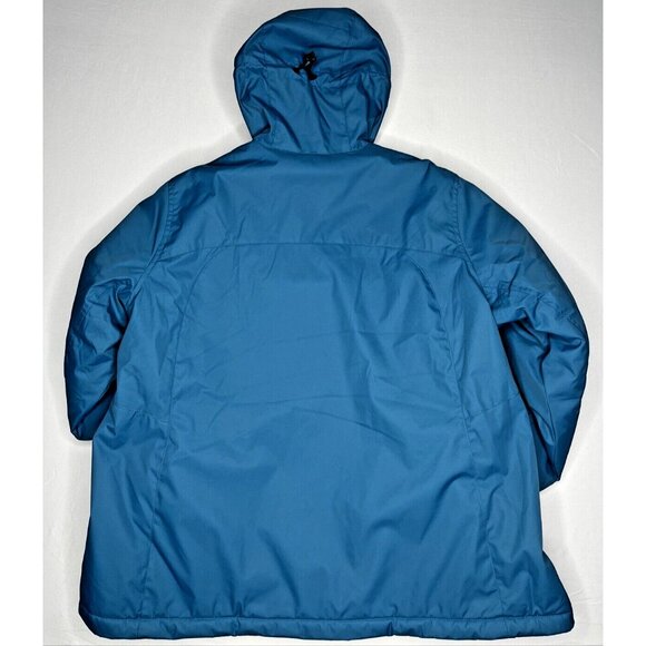 LL Bean Winter Warmer Jacket Women 1X REG Blue Fleece Lined Hood Zip Pocket Snap - Picture 11 of 14
